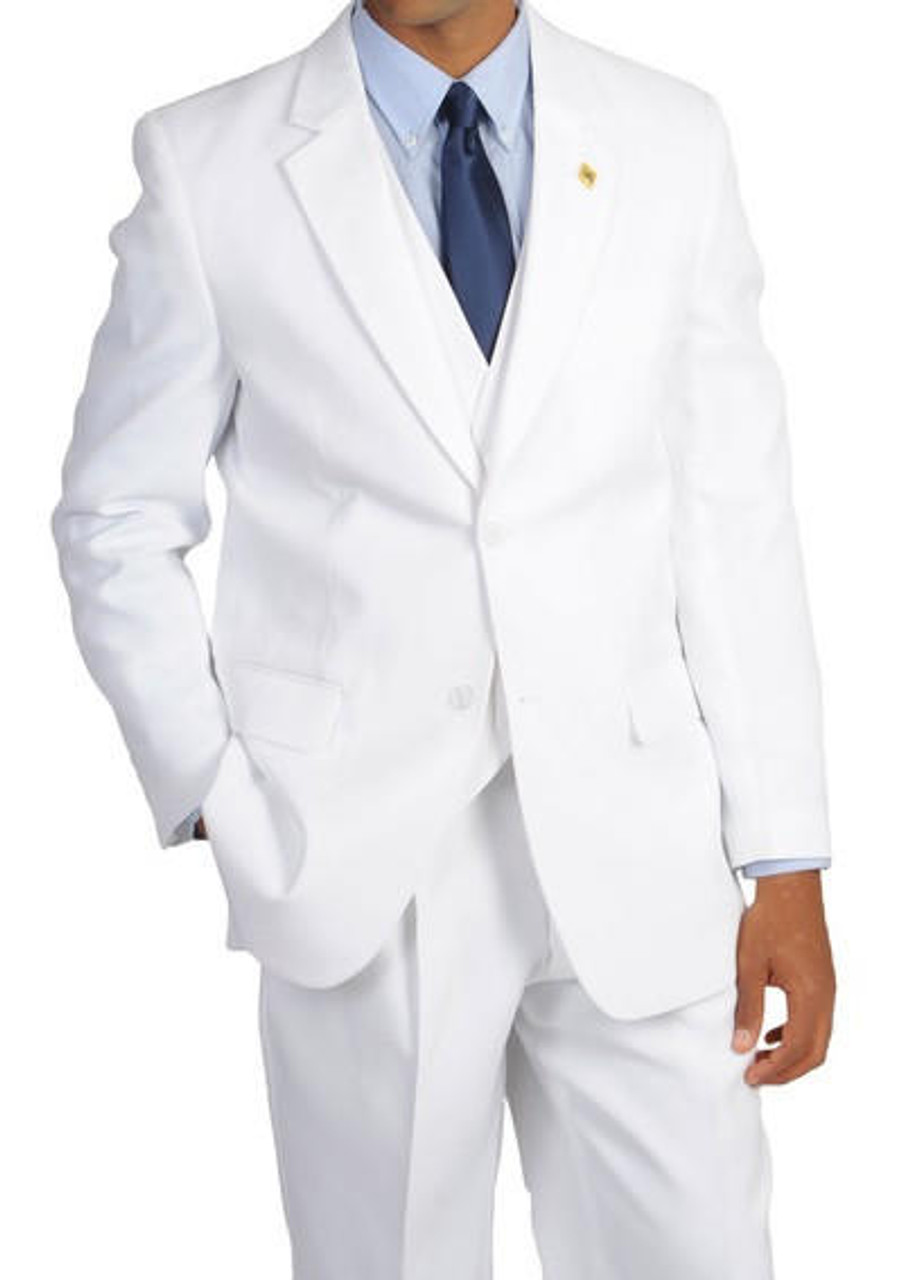 Stacy Adams 3 Piece Suit White Flat Front Bud Vest SM282H-08