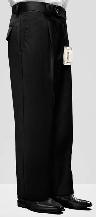 Stylish Men's Black Wide Leg Wool Pants | Contempo Suits