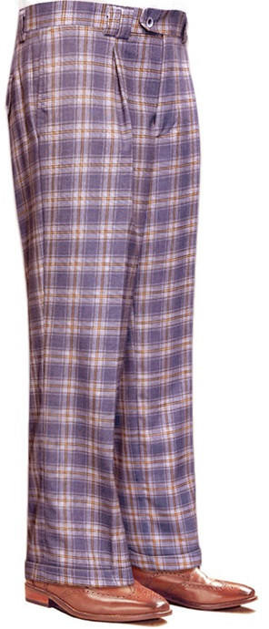 Statement Mens Lavender Wool Plaid Wide Leg Pants WP-102