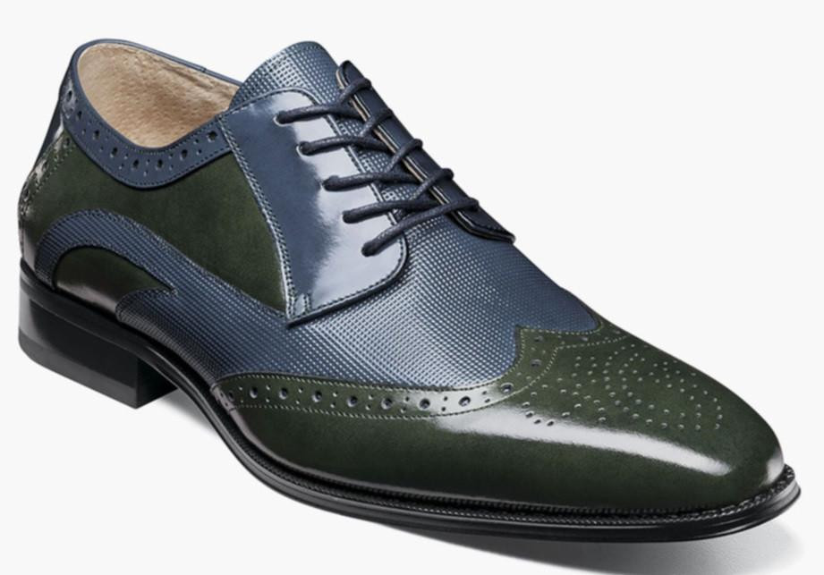 Stacy Adams Mens 1920s Wingtip Shoe Green Blue OS25684-411