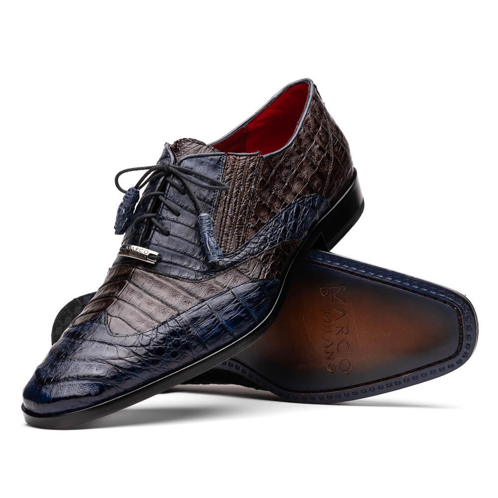 Marco di Milano Shoes Men's Alligator Wingtips Navy Brown Luciano