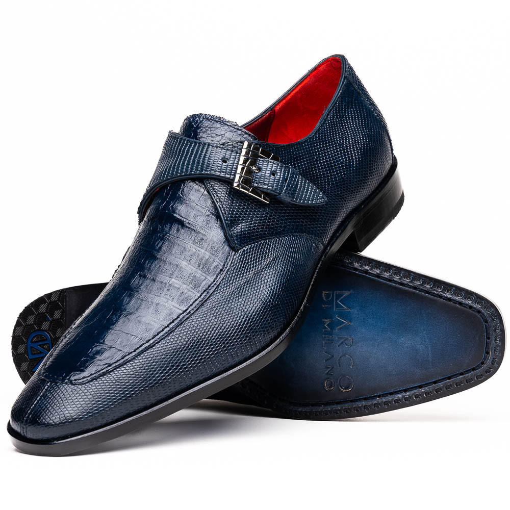 Marco di Milano Mens Shoes Navy Croco Lizard Monkstrap Toluca display picture 3