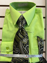  Mens Apple Green Matching Dress Shirt and Tie Set D1P2 Size  14.5 32/33 Final Sale 