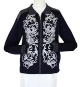  Prestige Men's Black Embroidered Zipper Front Sweater KTN934 Size XL 