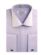  French Cuff Dress Shirt Mens Lilac Tonal Stripe SG30 Size 18.5 Final Sale 