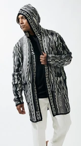  Silversilk Mens Sweater Jacket with Hood Black 82402 