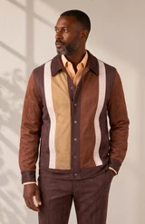 Prestige Mens Micro Suede Jacket and Pants Set Brown CSL-6692