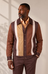  Prestige Mens Micro Suede Jacket and Pants Set Brown CSL-6692 