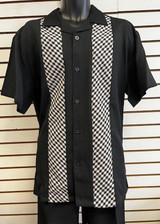  Fortini Mens Short Sleeve Black Stylish Pattern Walking Suit M2968  Size M/32 Final Sale 