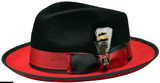  Bruno Capelo Mens Winter Dress Hat Fedora Black Red Brim PE-998 
