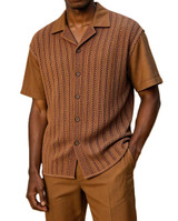  Pronti Mens Linen 2 Pc. Outfit Mocha Mesh Front Modern Fit SP6923 
