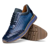  Marco DiMilano Mens Caiman Navy Woven Pattern Sneakers Roma 