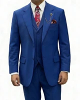  Pacelli Party Suit Lapel Vest Pleated Pants Royal Blue Cameron 