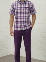 Dreams Lavender Purple/ Off White 2 Piece Plaid Coord Sets Reza 285-19