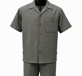 Dreams Mens Steel Gray Textured Pattern Short Sleeved Walking Suit Fino 277-35