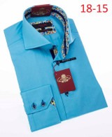  Axxess High Collar Mens Turquoise No Tuck Shirt 18-15 Size M,L 