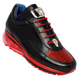  Belvedere Black Italian Calfskin Red Ostrich Sneakers Flash 