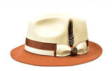  Hat - Bruno Capelo Bone Cognac Fedora Hat Two-Tone Wool CA-352 
