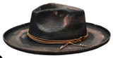  Bruno Capelo Men's Wide Flat Brim Straw Summer Hat Black BU-611 