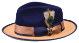 Bruno Capelo Mens Two Tone Fedora Hat Navy Camel Brim PE-997 