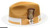  Bruno Capelo Summer Hat for Men Gold White Straw BD-954 
