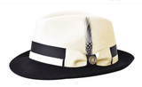  Bruno Capelo Ivory Black Fedora Hat Two-Tone Wool CA-351 