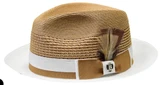  Bruno Capelo Men's Tan White Straw Summer Fedora Hat BD-962 