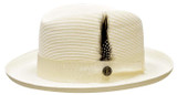  Bruno Capelo Men's Ivory Straw Godfather Homburg Summer Hat GF209 