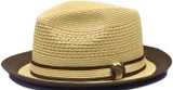  Bruno Capelo Men's Natural Brown Vented Straw Fedora Hat DT935 Size M 