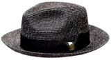  Bruno Capelo Men's Black White Summer Straw Fedora Hat PI-861 
