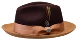  Bruno Capelo Men's 2 Tone Fedora Hat Wool Felt Brown DM-756 