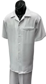 Dreams Mens White Patterned Short Sleeve Walking Suit Skipper 265-15