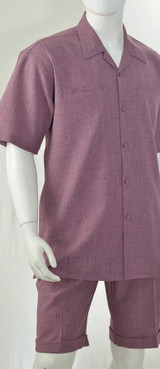  Christi Mens Plum Heather Casual Short Set 41401 Size M 