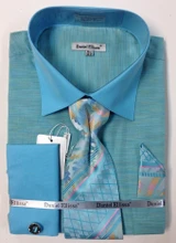  Daniel Ellissa Mens Heather Mint French Cuff Shirts Tie Set DS2014P2 