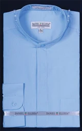  No Collar Dress Shirt Light Blue Mandarin Daniel Ellissa DS3001C 