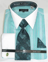  Mens 2 Tone Dress Shirt Tie Combo - Mint Dot Stripe Avanti DN78M Size 17.5 Final Sale 