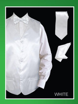  Mens White Tuxedo Vest Set Shiny Satin VS801 