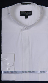  No Collar Dress Shirt White Mandarin Daniel Ellissa DS3001C 