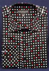  Mens High Collar Shirts DE Black Red  Polka Dot FC7007 
