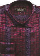  Mens High Collar Shirts DE Fancy Design FSS1404 Red 