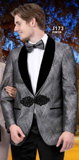  Men's Pewter Baroque Button Blazer Jacket EJ Samuel J173 