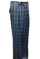  Tiglio Men's Plaid Wool Wide Leg Pants Blue Green TL7223M3022 