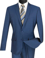  Vinci Men's New Blue Slim Fit 2 Piece Suit Flat Front Pants S2RK-7 