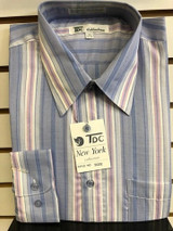  Mens Lilac Multi Color Stripe Dress Shirt by TDC Size 16.5 32/33 Final Sale 