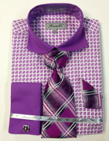  Fratello Lilac Spread Collar French Cuff Shirt Tie Set FRV4128P2 
