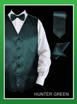  Mens Hunter Green Tuxedo Vest Tie Set Silky Satin VS801 