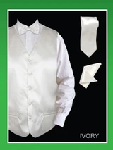  Mens Ivory Tuxedo Vest Tie Set Shiny Satin VS801 