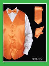  Mens Tuxedo Vest and Bow Tie Orange Satin VS801 