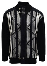  Silversilk Sweater Mens Black Pattern Zipper Front Sweater 4201 