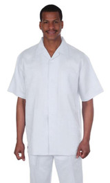  Off White Linen Outfit for Men Shirt and Pants Set GB 1065 Size M 